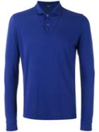 Zanone Long Sleeve Polo Shirt, Men's, Size: Small, Blue, Cotton