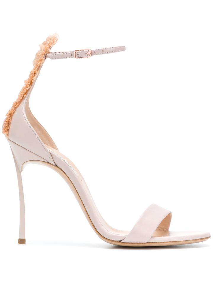 Casadei Ruffle Trim Sandals - Pink & Purple