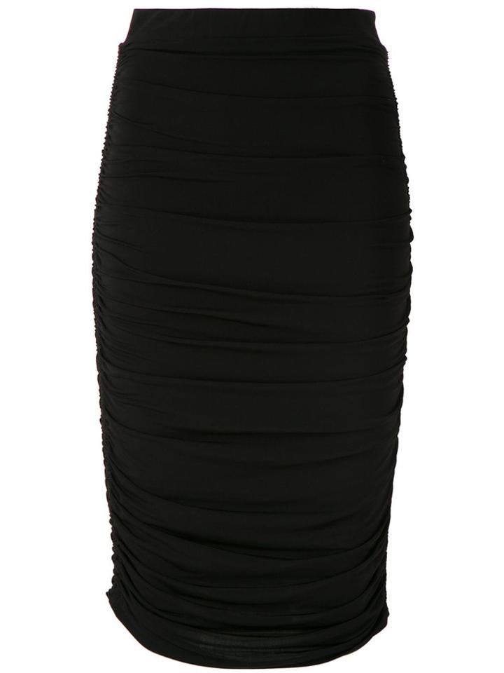 Tufi Duek Ruched Knee High Skirt - Black