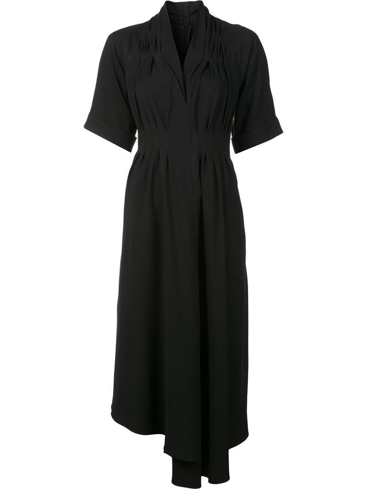 Adam Lippes Asymmetric Hem Gathered Dress, Women's, Size: 4, Black, Viscose