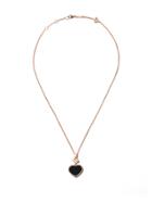 Chopard 18kt Rose Gold Happy Hearts Onyx And Diamond Pendant Necklace