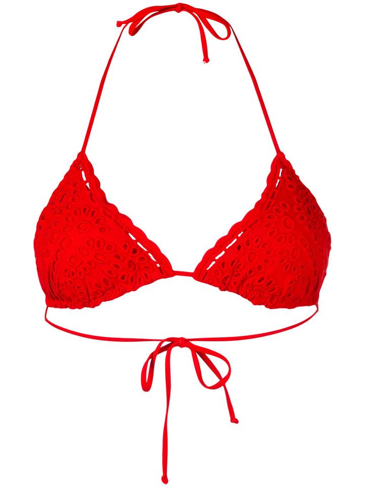 Ermanno Scervino - Lace Triangle Bikini Top - Women - Polyamide/spandex/elastane - Ii, Red, Polyamide/spandex/elastane