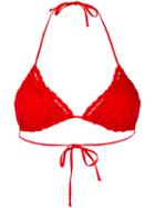 Ermanno Scervino - Lace Triangle Bikini Top - Women - Polyamide/spandex/elastane - Ii, Red, Polyamide/spandex/elastane