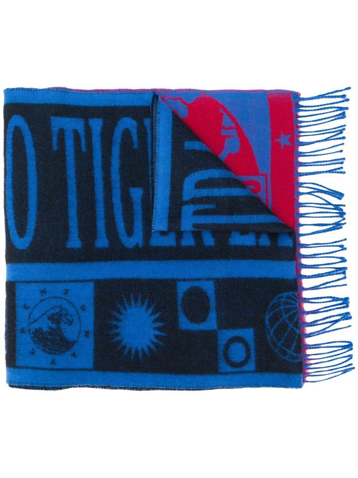 Kenzo Logo Printed Scarf - Blue