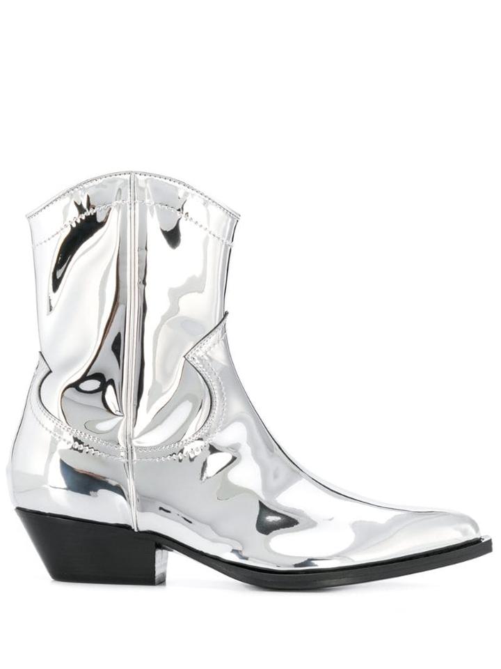 Philosophy Di Lorenzo Serafini Metallic Cow Boy Boots - Silver