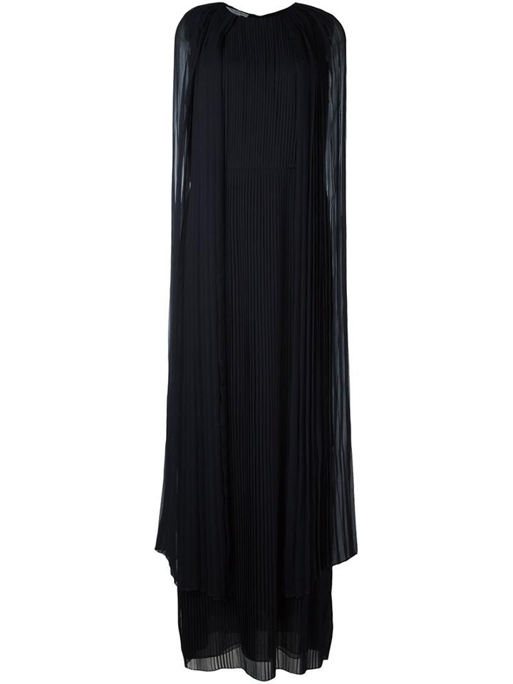 Oscar De La Renta Pleated Cape-sleeve Gown