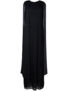 Oscar De La Renta Pleated Cape-sleeve Gown