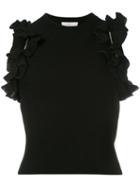 3.1 Phillip Lim - Ruffled Tank - Women - Cotton/spandex/elastane - S, Black, Cotton/spandex/elastane