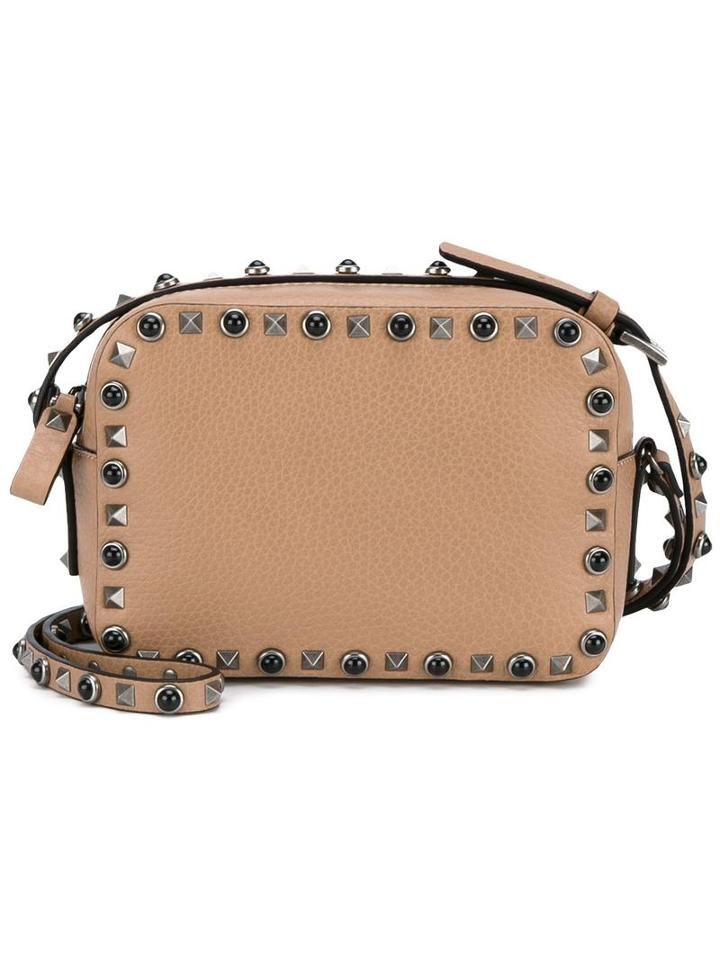 Valentino Valentino Garavani 'rockstud Rolling' Shoulder Bag, Women's, Nude/neutrals, Leather/suede/metal