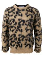 Toga Leopard Pattern Jacquard Pullover, Men's, Size: 48, Brown, Nylon/polyester/polyurethane