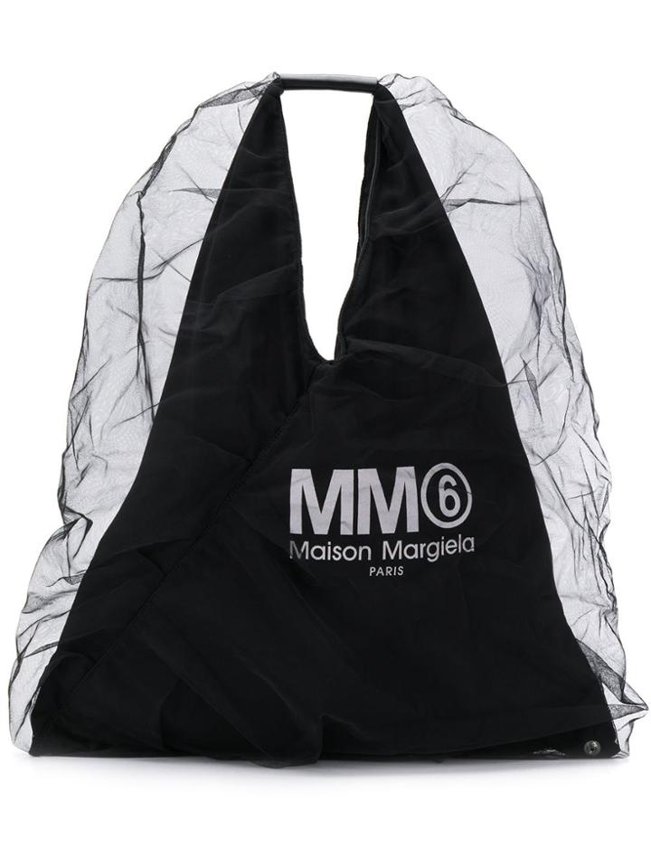 Mm6 Maison Margiela Organza Detailed Tote Bag - Black