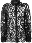 Dolce & Gabbana Sheer Floral Lace Shirt, Women's, Size: 40, Black, Cotton/viscose/nylon