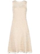Derek Lam Knitted Tassel Hem Dress, Women's, Size: Xs, Nude/neutrals, Cotton