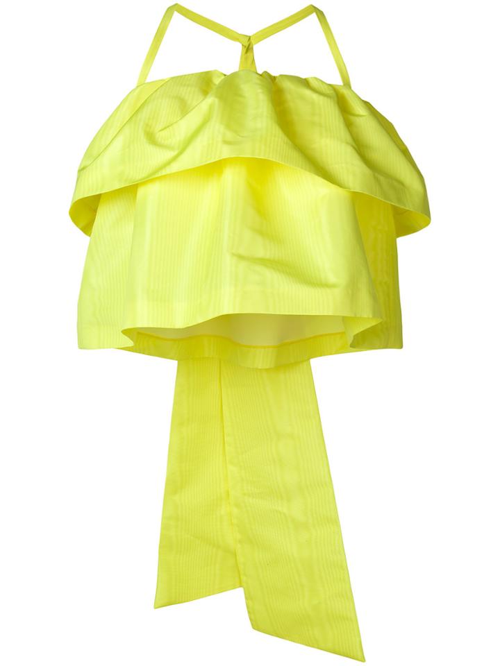 Msgm Giant Bow Ruffled Blouse - Yellow & Orange