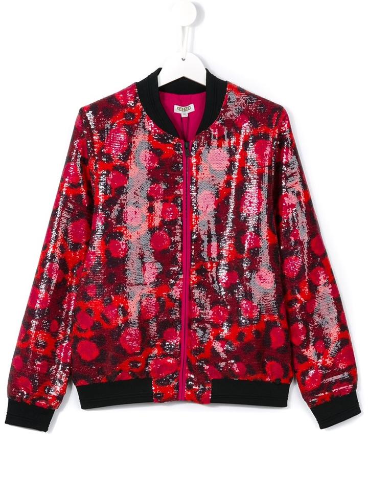 Kenzo Kids Jungle Patterned Bomber Jacket, Girl's, Size: 14 Yrs, Pink/purple