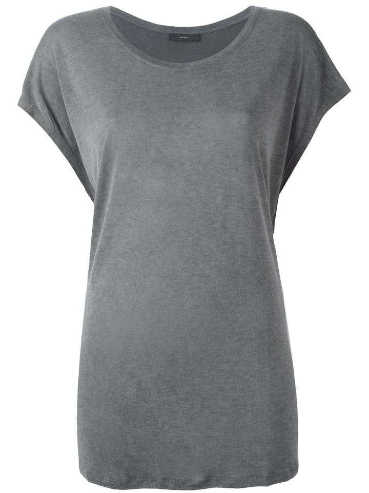 Diesel Round Neck Blouse, Women's, Size: Medium, Grey, Viscose