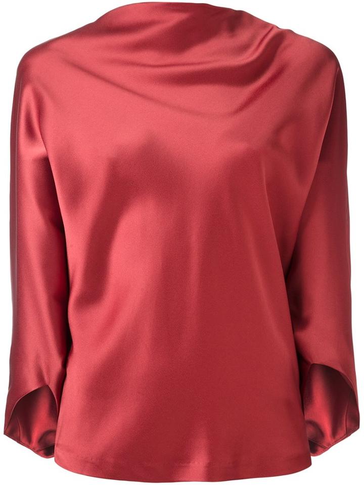 Chalayan Draped Boat Neck Top, Women's, Size: 38, Pink/purple, Acetate/viscose