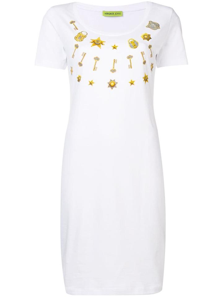 Versace Jeans Key Print Dress - White