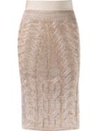 Cecilia Prado Tricot Pencil Skirt, Women's, Size: P, Nude/neutrals, Lurex/viscose