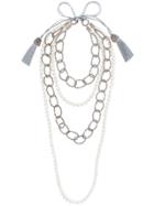 Night Market Faux Pearl And Bead Layered Necklace - White