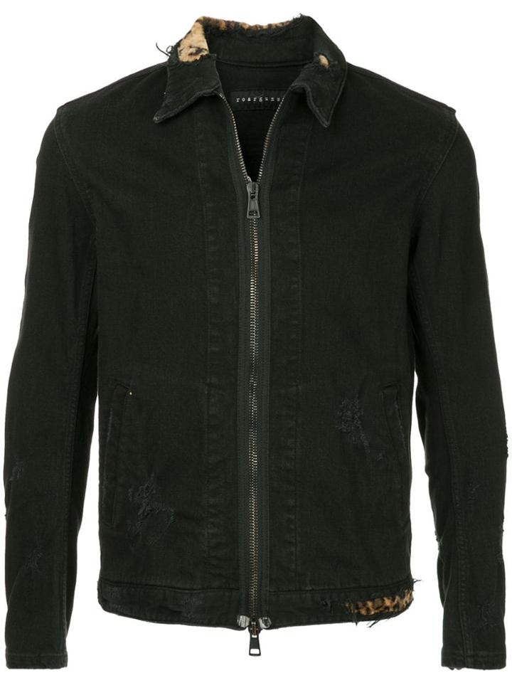 Roarguns Distressed Denim Jacket - Black