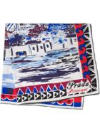 Prada Pittoresque Paris Printed Foulard - Blue