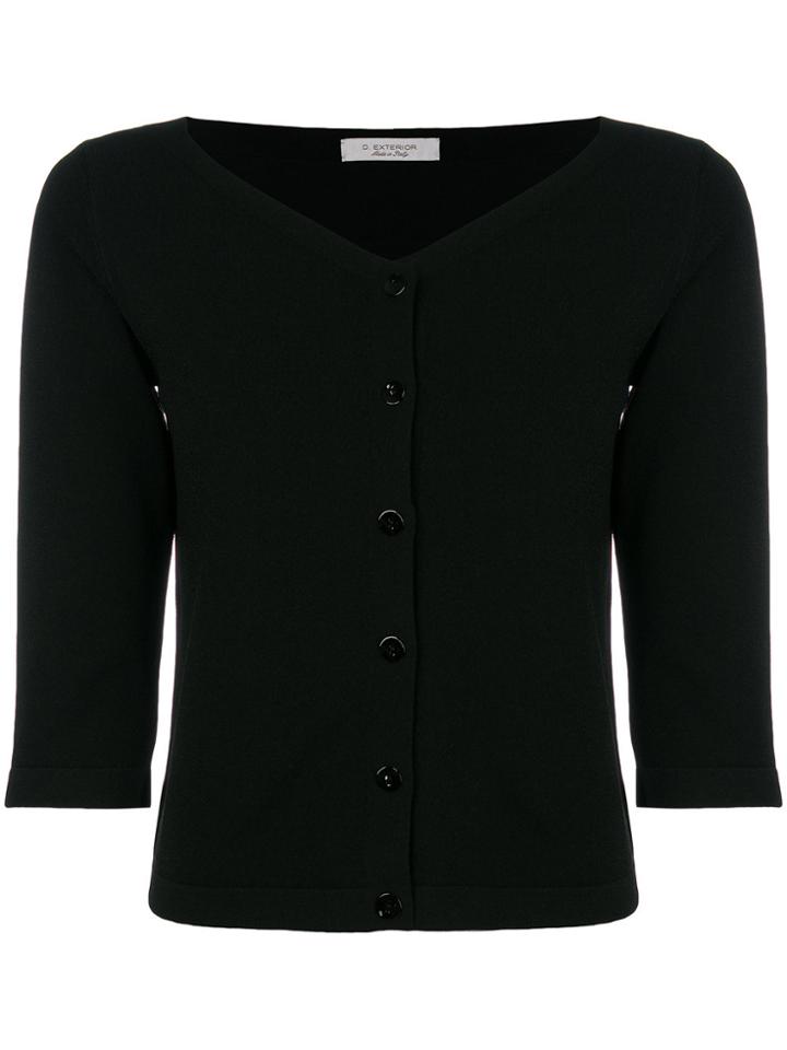D.exterior V-neck Fitted Cardigan - Black
