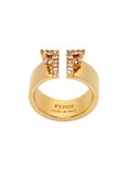 Fendi Ff Crystal Detail Ring - F161w-soft Gold +crystal