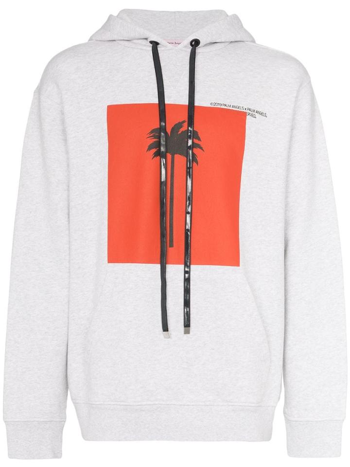 Palm Angels Big Palm Graphic Hoodie - Grey