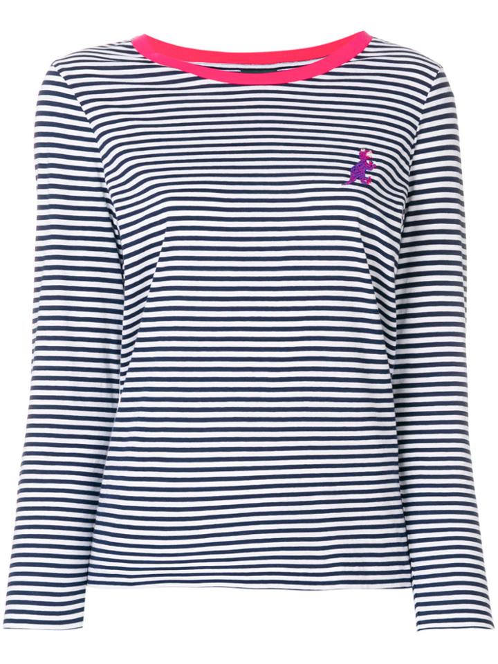 Ps By Paul Smith Striped Dinosaur Logo Jersey Top - Blue