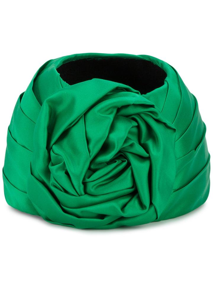 Gucci - Knotted Bow Headband - Women - Silk/wool - S, Green, Silk/wool