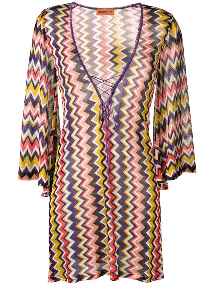 Missoni Zig-zag Pattern Beach Dress - Yellow