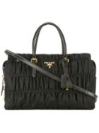 Prada Quilted Tote, Women's, Black, Cotton/leather