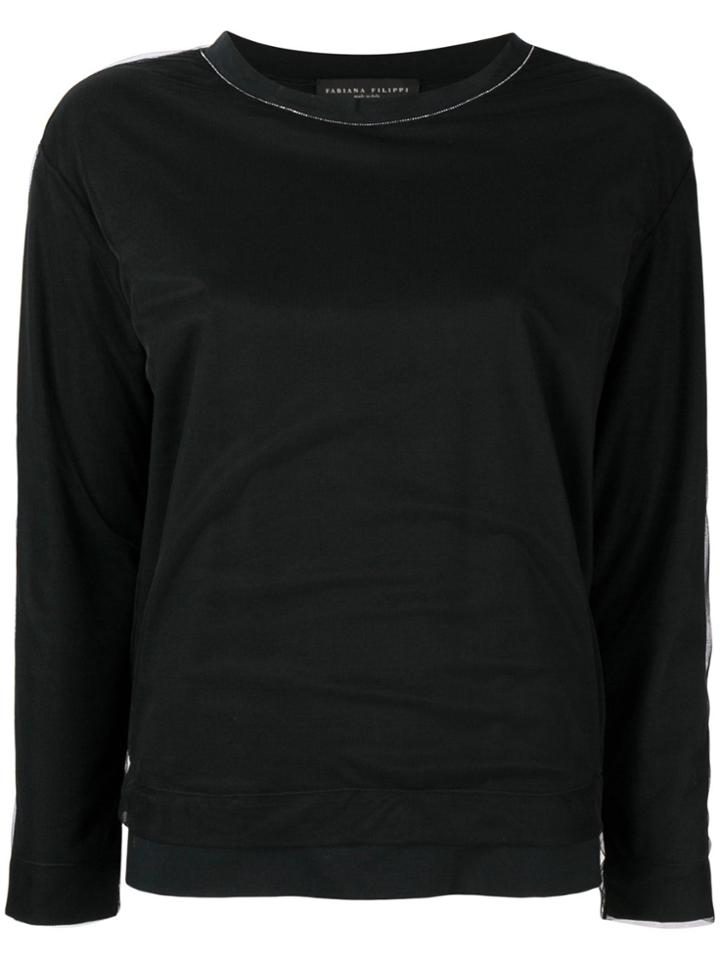 Fabiana Filippi Long-sleeve Draped Top - Black