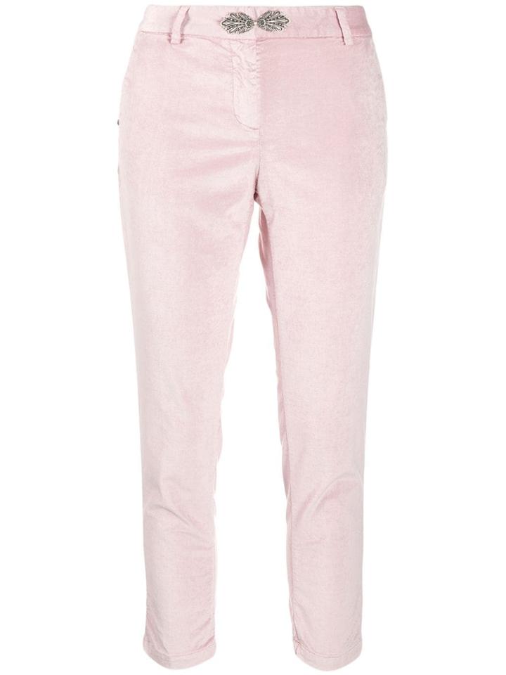 White Sand Slim-fit Cropped Trousers - Pink