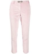 White Sand Slim-fit Cropped Trousers - Pink
