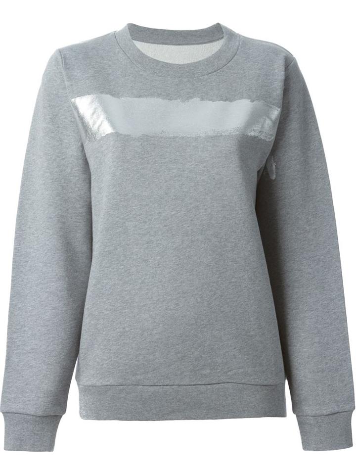 Mm6 Maison Margiela Foil Stripe Sweatshirt, Women's, Size: S, Grey, Cotton/polyester
