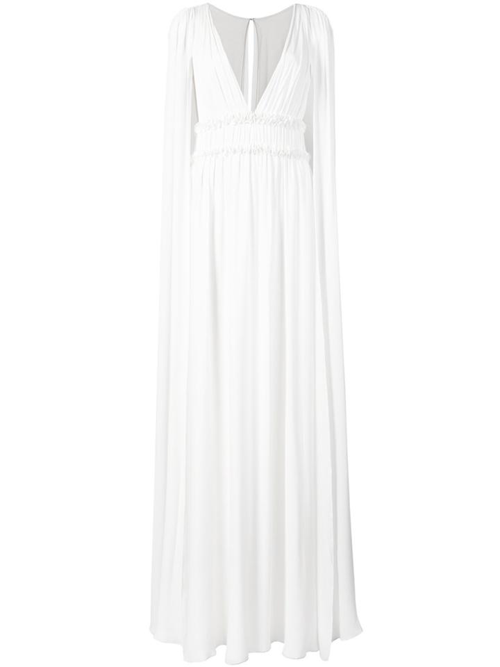 Marchesa Notte Georgette Cape Gown - White