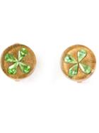 Chanel Vintage Crystal Embellished Clip On Earrings, Women's, Metallic