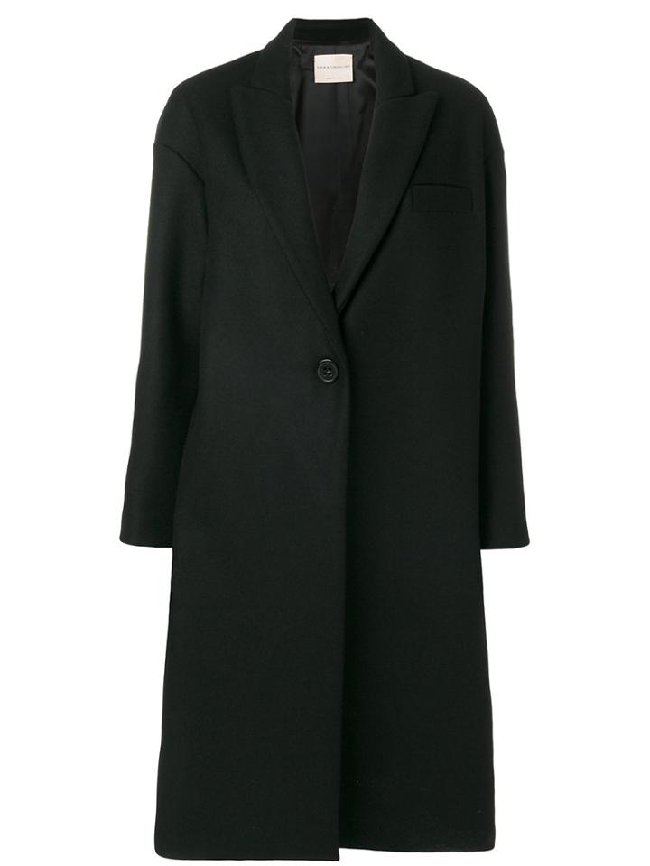Erika Cavallini Deep V-neck Coat - Black