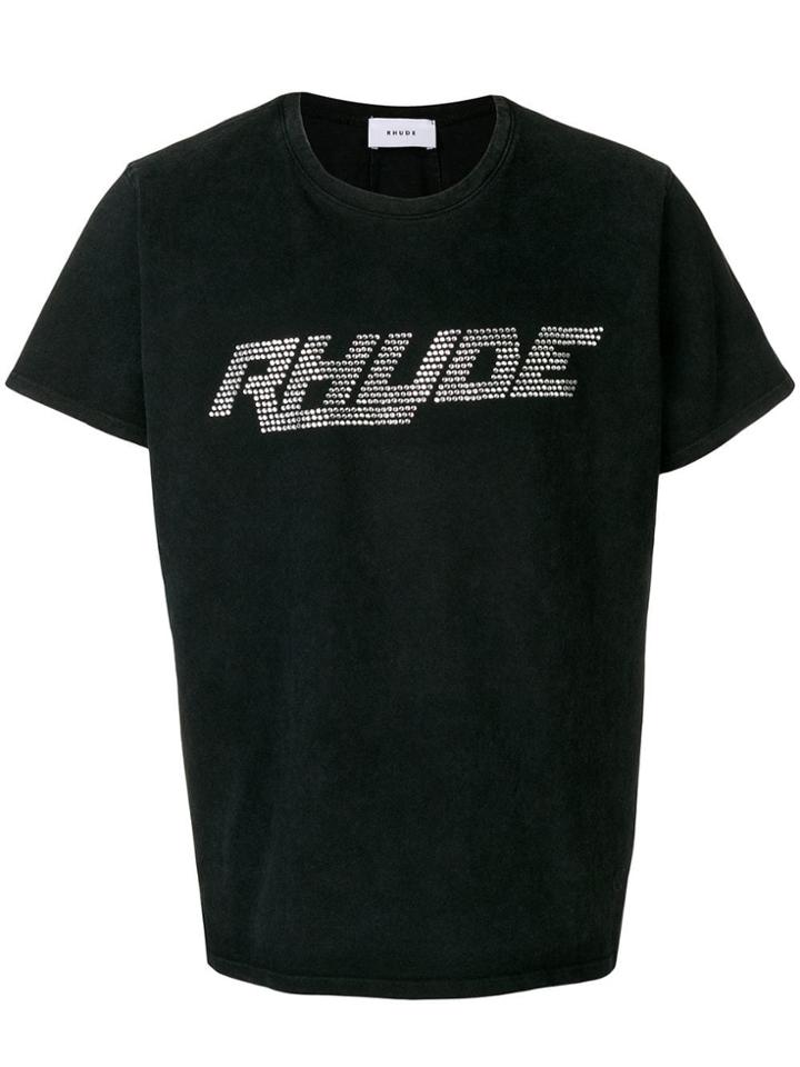 Rhude Rhinestone Logo Crew Neck T-shirt - Black