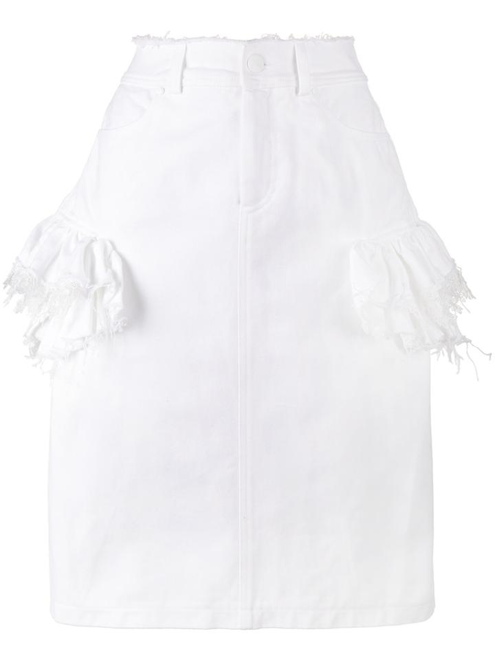 Preen By Thornton Bregazzi Ruffle Denim Skirt - White