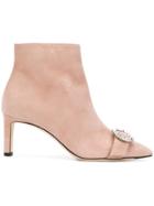 Jimmy Choo Suede Rhinestone Buckle Boot - Pink & Purple