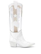 Francesca Bellavita Transparent Panel Cowboy Boots - White