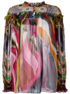 Roberto Cavalli - Abstract Print Sheer Blouse - Women - Cotton - 44, Cotton