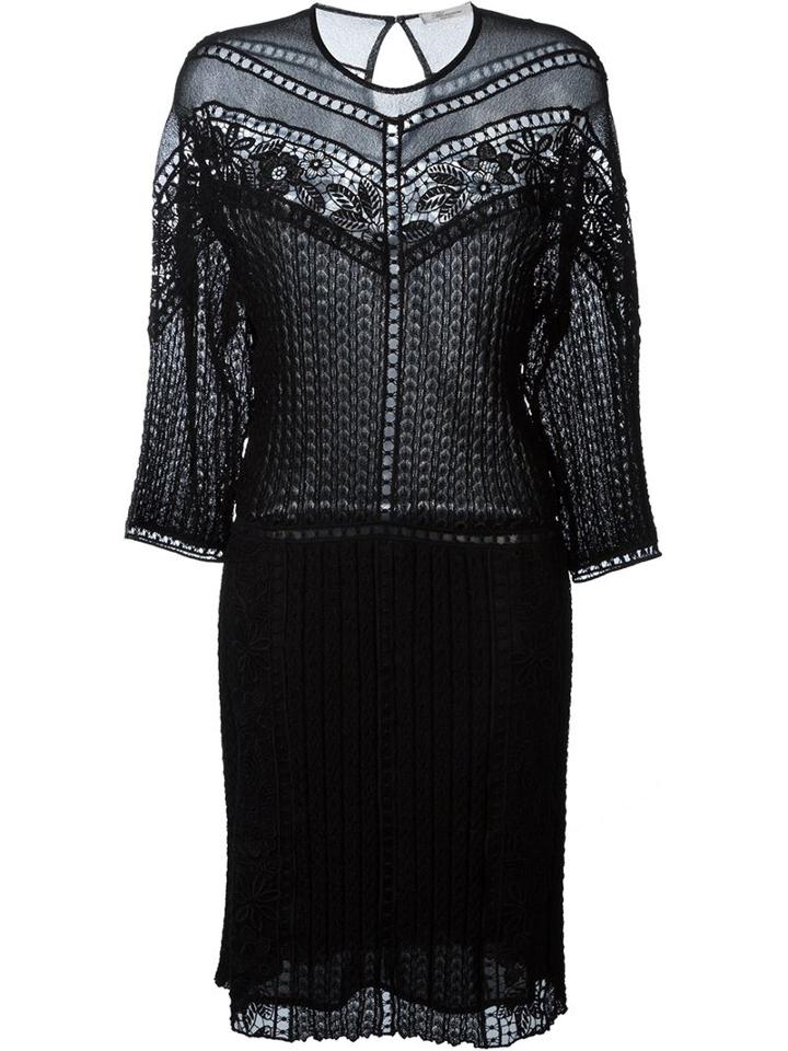 Blumarine Embroidered Panel Fine Knit Dress, Women's, Size: 40, Black, Acetate/polyamide/viscose