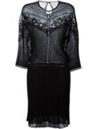 Blumarine Embroidered Panel Fine Knit Dress, Women's, Size: 40, Black, Acetate/polyamide/viscose