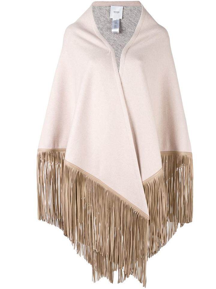 Agnona Fringed Poncho, Women's, Pink/purple, Cashmere/polyester/lamb Skin