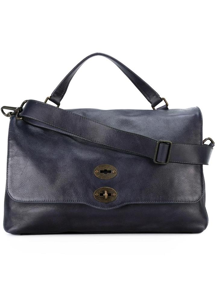 Zanellato Extra-large 'postina' Tote, Women's, Blue, Leather/cotton