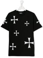 Neil Barrett Kids Teen Cross Print T-shirt - 110 Nero